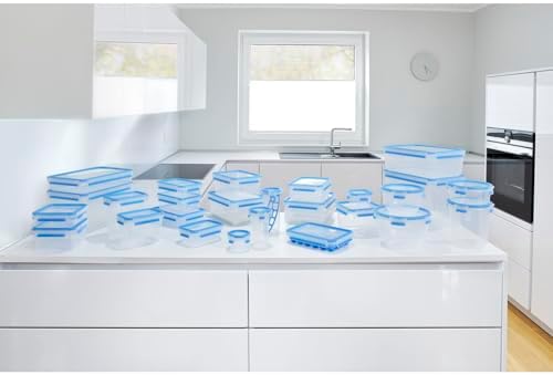 EMSA Clip & Close Frischhaltedose – 100% Auslaufsicher, Spülmaschinenfest und Mikrowellengeeignet, Perfekt für Eiswürfel und Aufbewahrung, Blau, Made in Germany