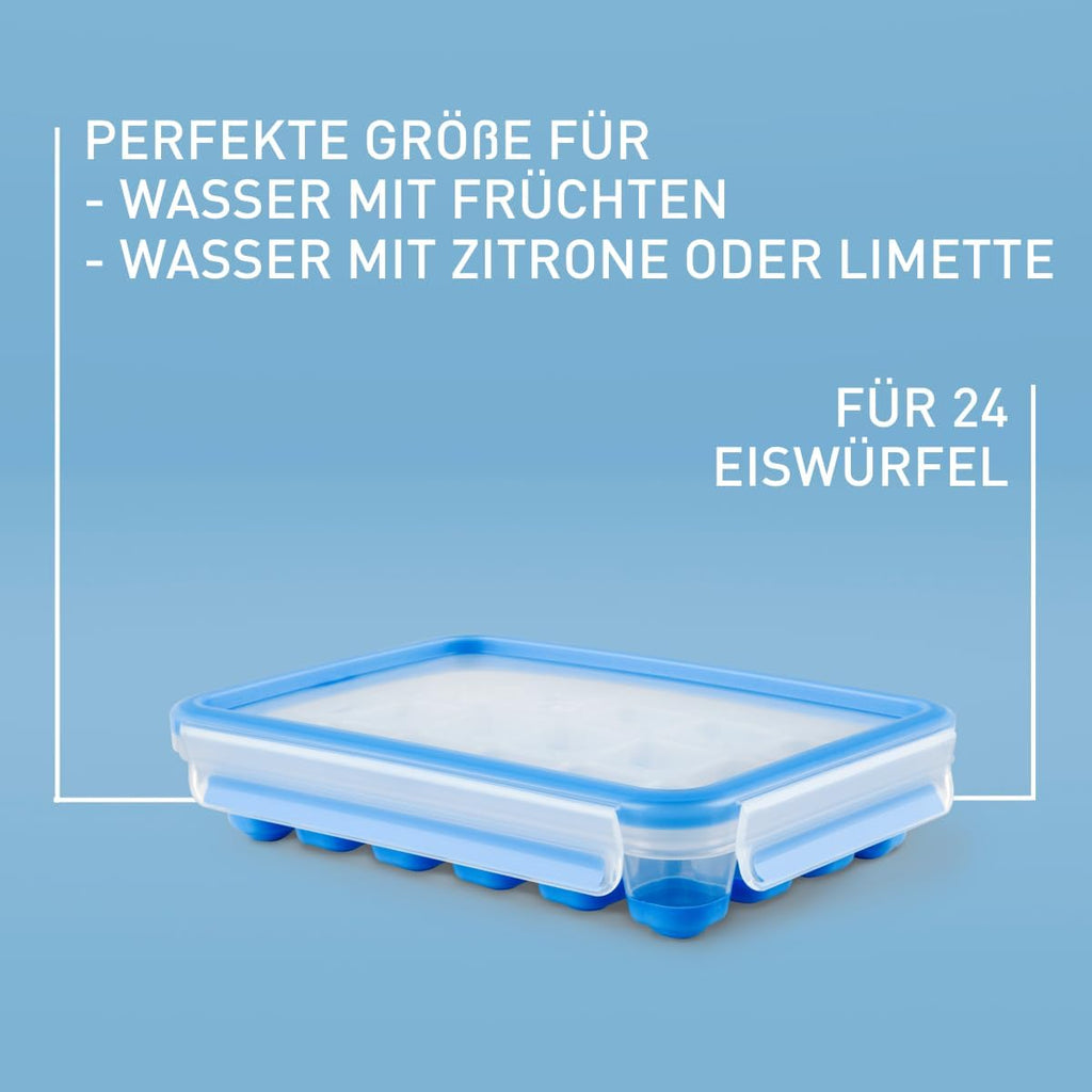 EMSA Clip & Close Frischhaltedose – 100% Auslaufsicher, Spülmaschinenfest und Mikrowellengeeignet, Perfekt für Eiswürfel und Aufbewahrung, Blau, Made in Germany