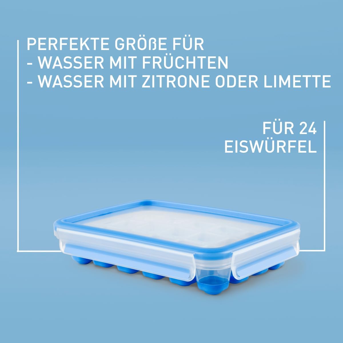 EMSA Clip & Close Frischhaltedose – 100% Auslaufsicher, Spülmaschinenfest und Mikrowellengeeignet, Perfekt für Eiswürfel und Aufbewahrung, Blau, Made in Germany