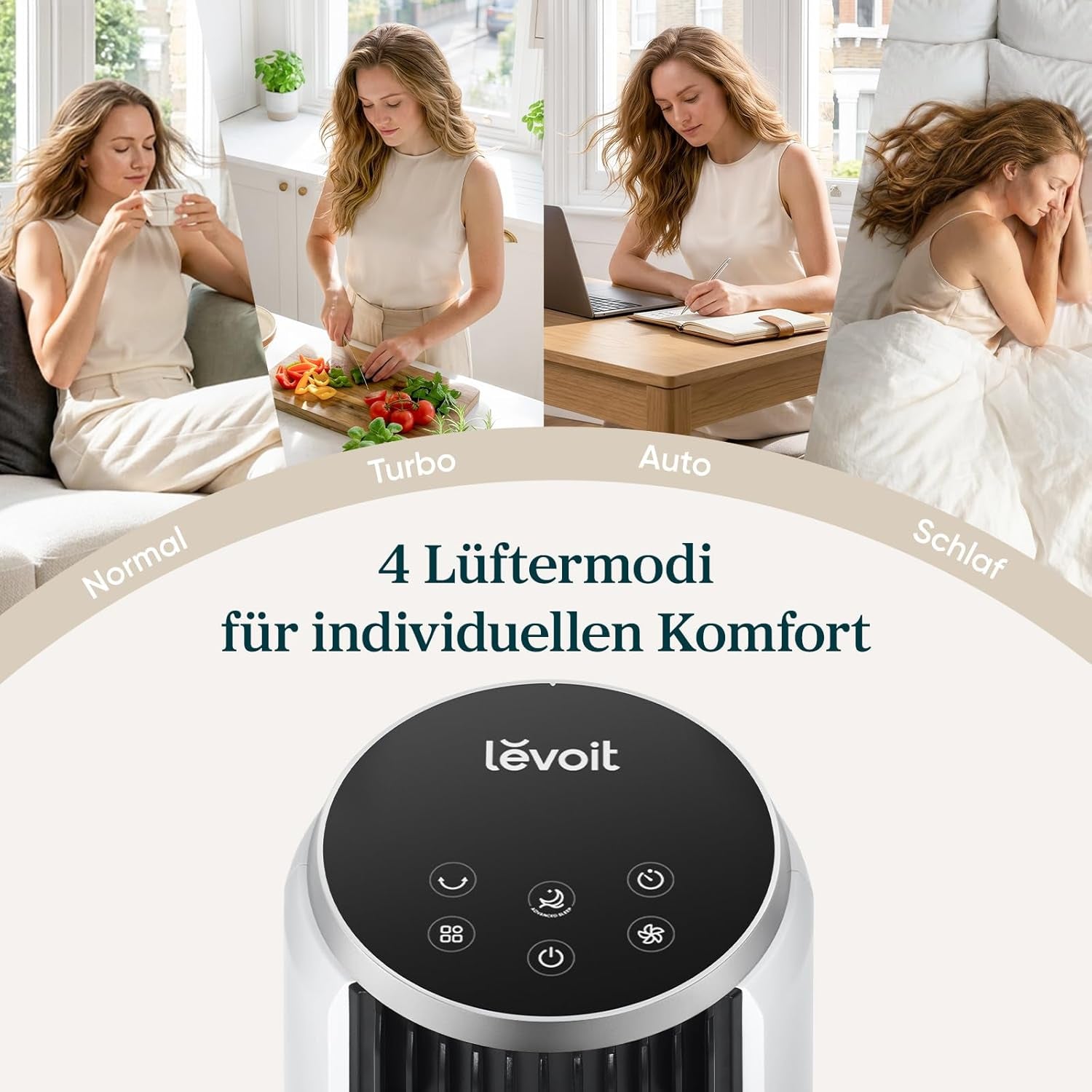 Levoit DC Motor Tower Fan - Ultra Quiet 20dB Cooling Solution with Remote Control, 12 Speed Settings, and 12 Hour Timer - Powerful 24W Stand Fan in Elegant White, 92 cm