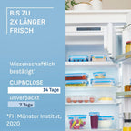 EMSA Clip & Close Frischhaltedose – 100% Auslaufsicher, Spülmaschinenfest und Mikrowellengeeignet, Perfekt für Eiswürfel und Aufbewahrung, Blau, Made in Germany