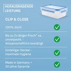 EMSA Clip & Close Frischhaltedose – 100% Auslaufsicher, Spülmaschinenfest und Mikrowellengeeignet, Perfekt für Eiswürfel und Aufbewahrung, Blau, Made in Germany