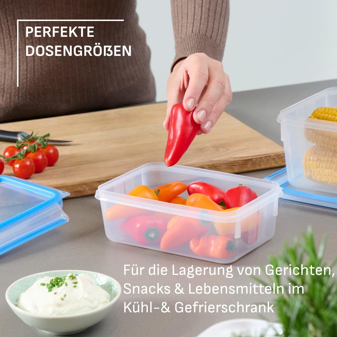 EMSA Clip & Close Frischhaltedose – 100% Auslaufsicher, Spülmaschinenfest und Mikrowellengeeignet, Perfekt für Eiswürfel und Aufbewahrung, Blau, Made in Germany