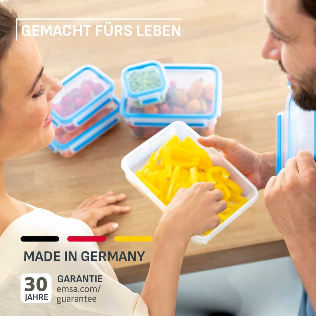 EMSA Clip & Close Frischhaltedose – 100% Auslaufsicher, Spülmaschinenfest und Mikrowellengeeignet, Perfekt für Eiswürfel und Aufbewahrung, Blau, Made in Germany