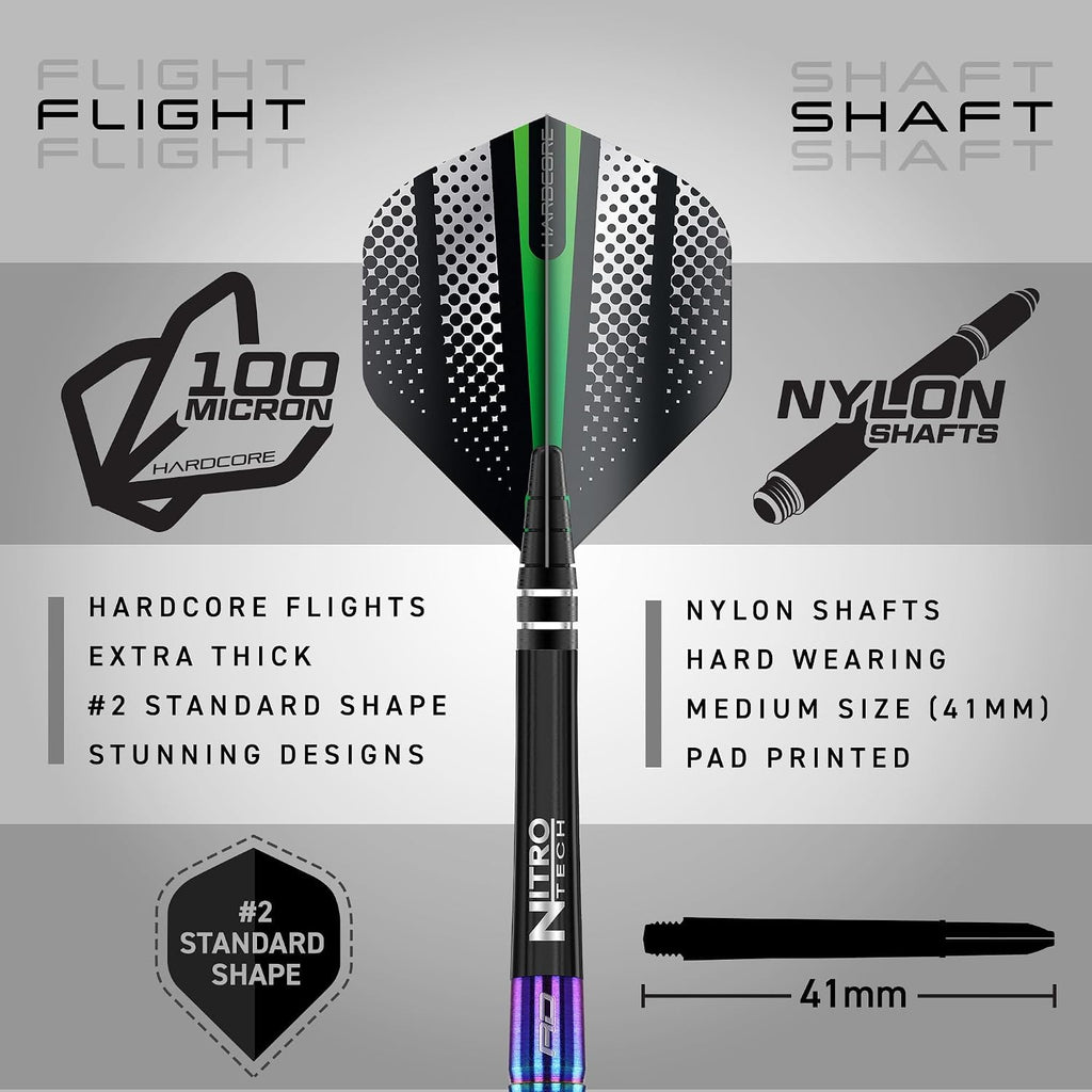 Razor Edge Spectron Tungsten Steel Darts Set - Precision Professional Darts with Flights and Shafts in Multiple Weights (20G-26G)