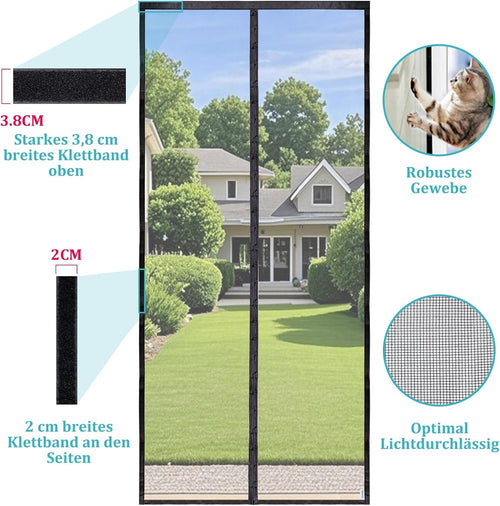 Apalus Prime Fliegengitter Tür – Hochwertiger Magnet Insektenschutz für Balkon- und Terrassentüren (90x210 cm) – Lichtdurchlässig, Reißfest und Wetterfest mit Stärkeren Magneten – Einfache Montage ohne Bohren