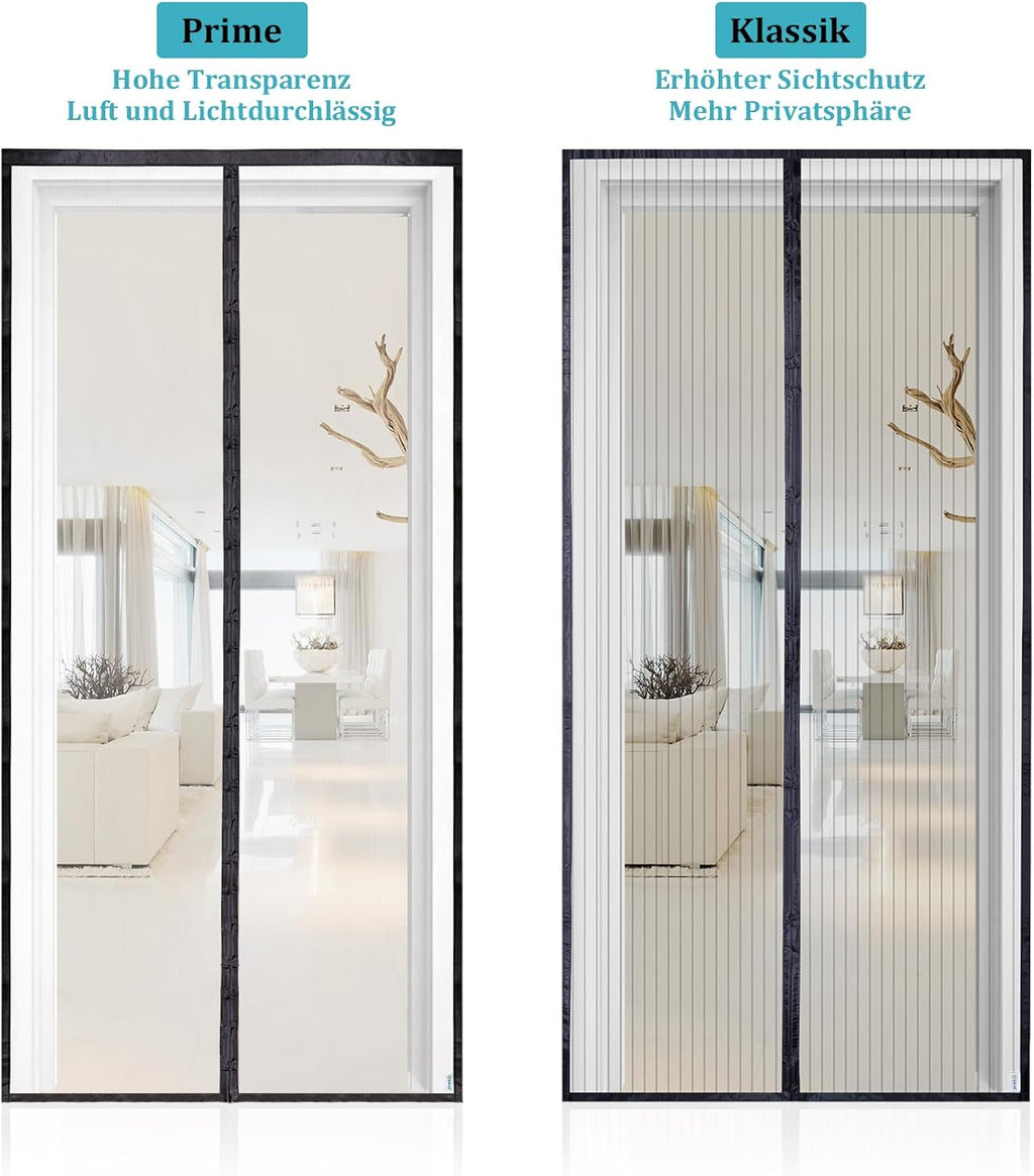Apalus Prime Fliegengitter Tür – Hochwertiger Magnet Insektenschutz für Balkon- und Terrassentüren (90x210 cm) – Lichtdurchlässig, Reißfest und Wetterfest mit Stärkeren Magneten – Einfache Montage ohne Bohren