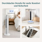 Levoit DC Motor Tower Fan - Ultra Quiet 20dB Cooling Solution with Remote Control, 12 Speed Settings, and 12 Hour Timer - Powerful 24W Stand Fan in Elegant White, 92 cm