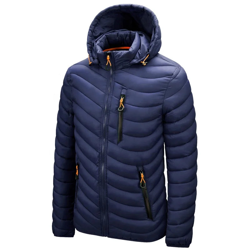 Custom Logo Outdoor Lightweight Warm Men Nylon Hooded Winter Bubble Puff Down Coat Puffer Jackets With Hood