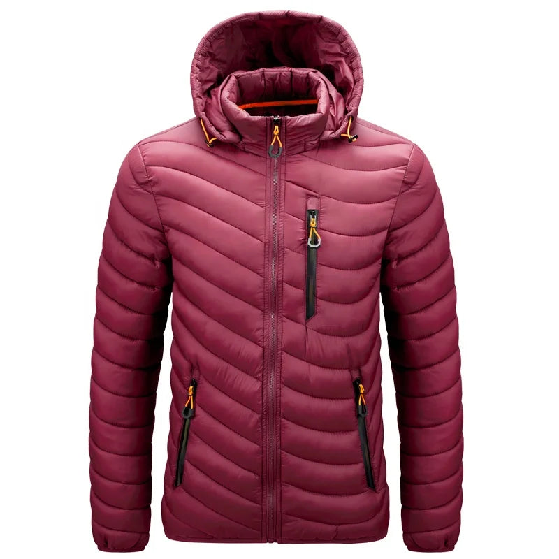 Custom Logo Outdoor Lightweight Warm Men Nylon Hooded Winter Bubble Puff Down Coat Puffer Jackets With Hood