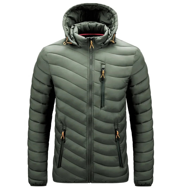 Custom Logo Outdoor Lightweight Warm Men Nylon Hooded Winter Bubble Puff Down Coat Puffer Jackets With Hood