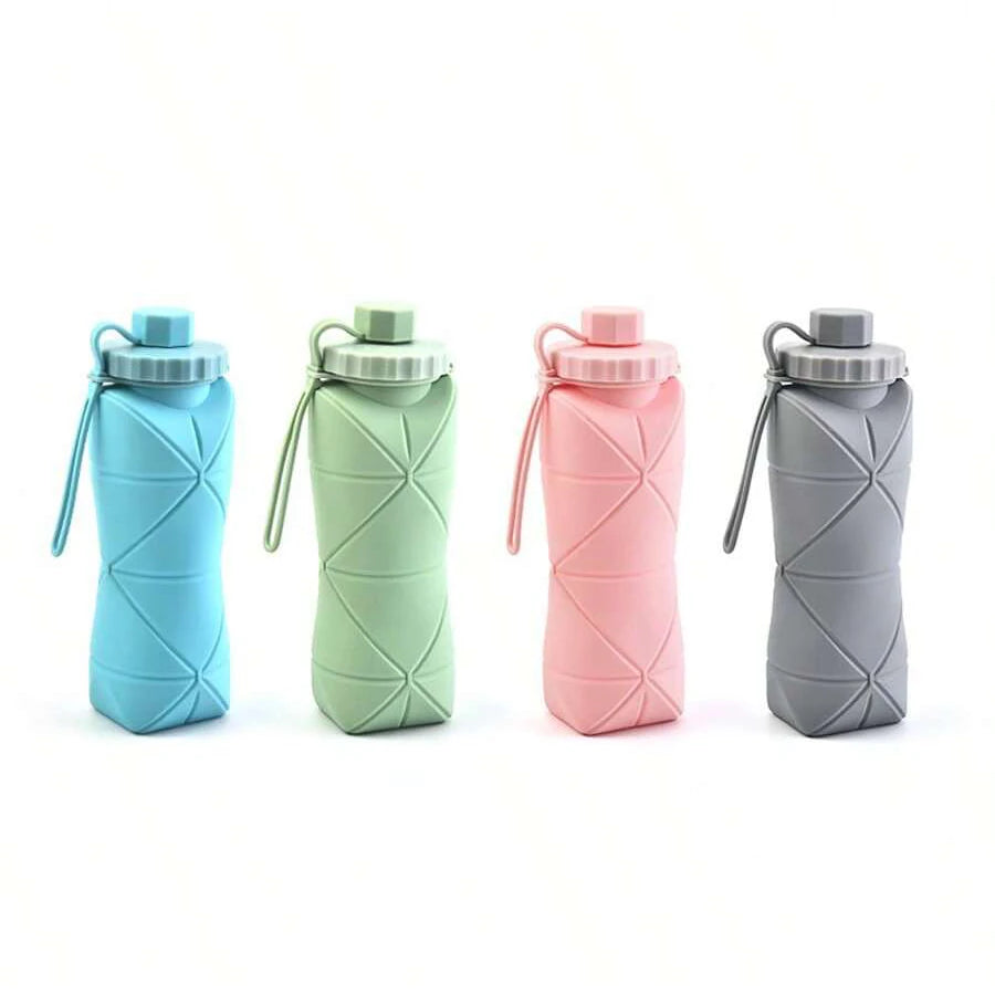 Faltbare Silikon-Trinkflasche – 600ml, Kompakt für unterwegs