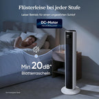 Levoit DC Motor Tower Fan - Ultra Quiet 20dB Cooling Solution with Remote Control, 12 Speed Settings, and 12 Hour Timer - Powerful 24W Stand Fan in Elegant White, 92 cm